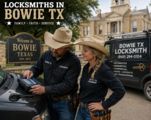 Automotive Locksmiths in Bowie TX for Ford, Chevrolet, Dodge, Jeep, GMC, Honda, Nissan, Hyundai, Toyota, Lexus, Daewoo, Lincoln, and much more.